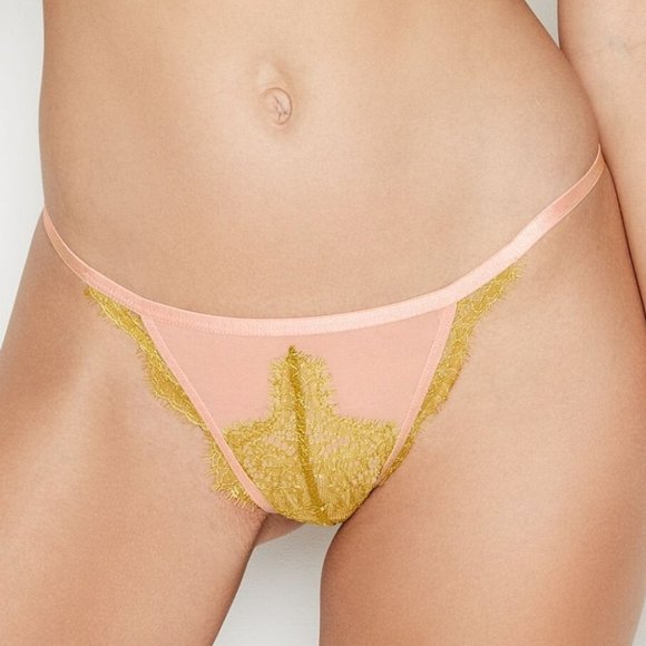LUXE LINGERIE Eyelash Lace Itsy Panty Thong Cheeky - Picture 1 of 7